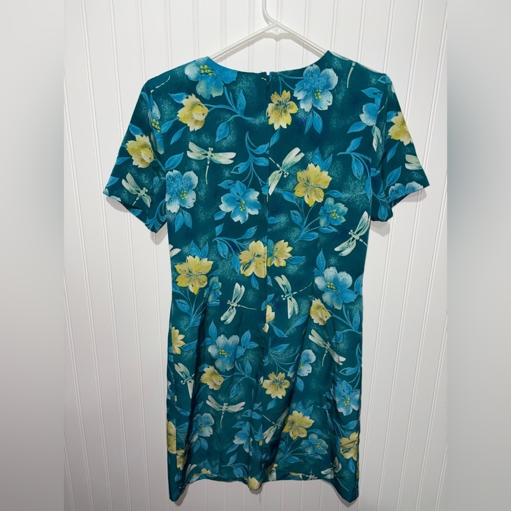 Vintage Sag Harbor Floral Teal Dress| Size 12